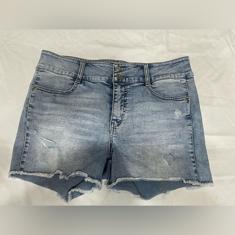 Guess Jeans‎ Double Button Denim Distressed Jean Shorts